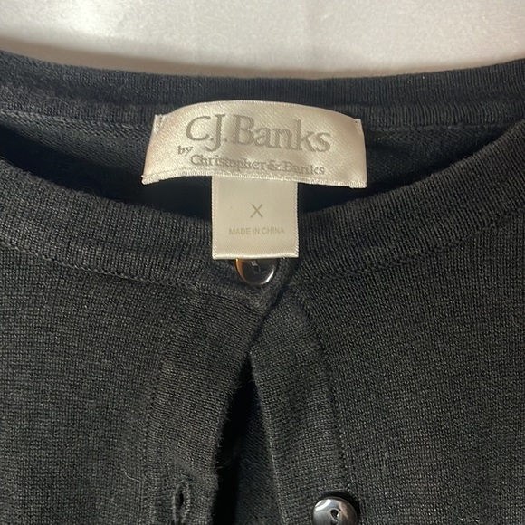 CJ BANKS VINTAGE SHORT SLEEVE BUTTON UP SWEATER TOP (1X) - Picture 4 of 7